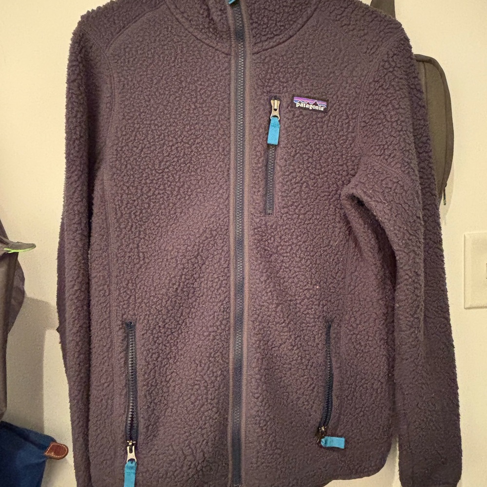 Patagonia Navy Fleece Jacket with Blue Trim